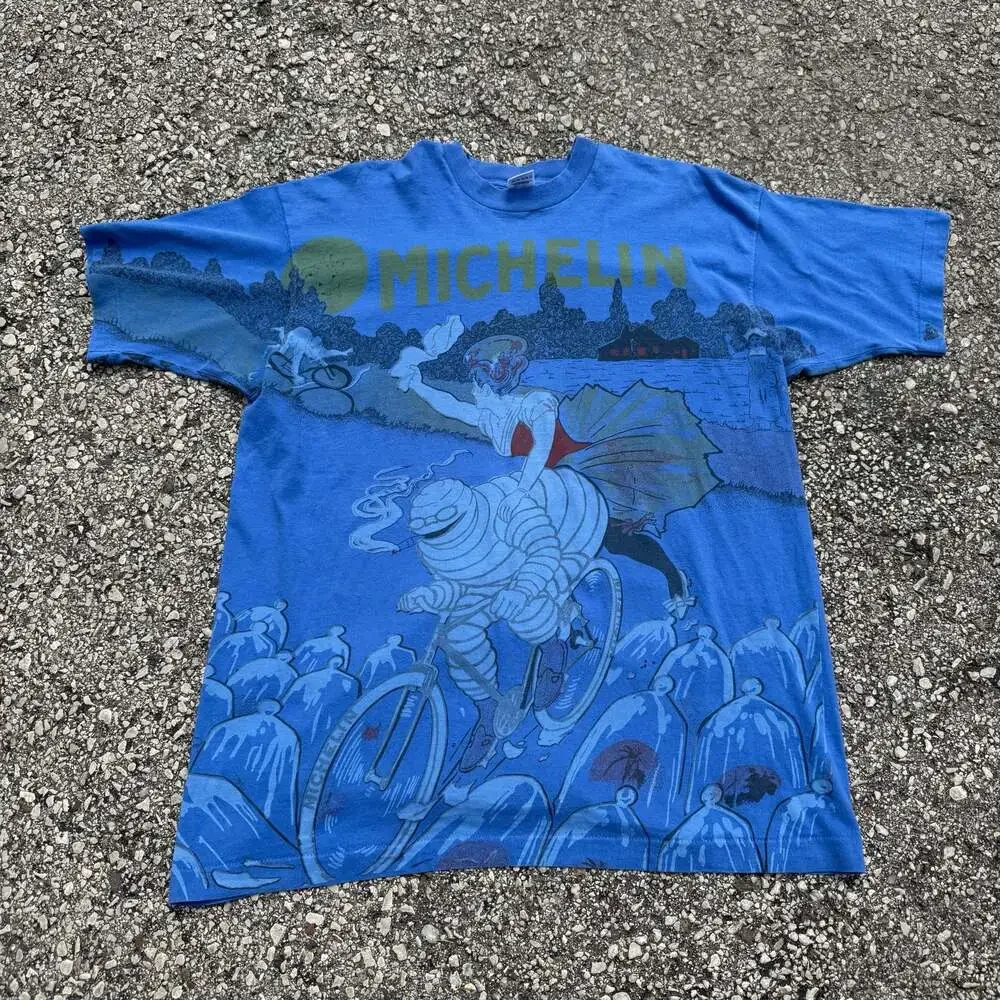 Vintage 90s Michelin Man All Over Print Graphic T-Shirt